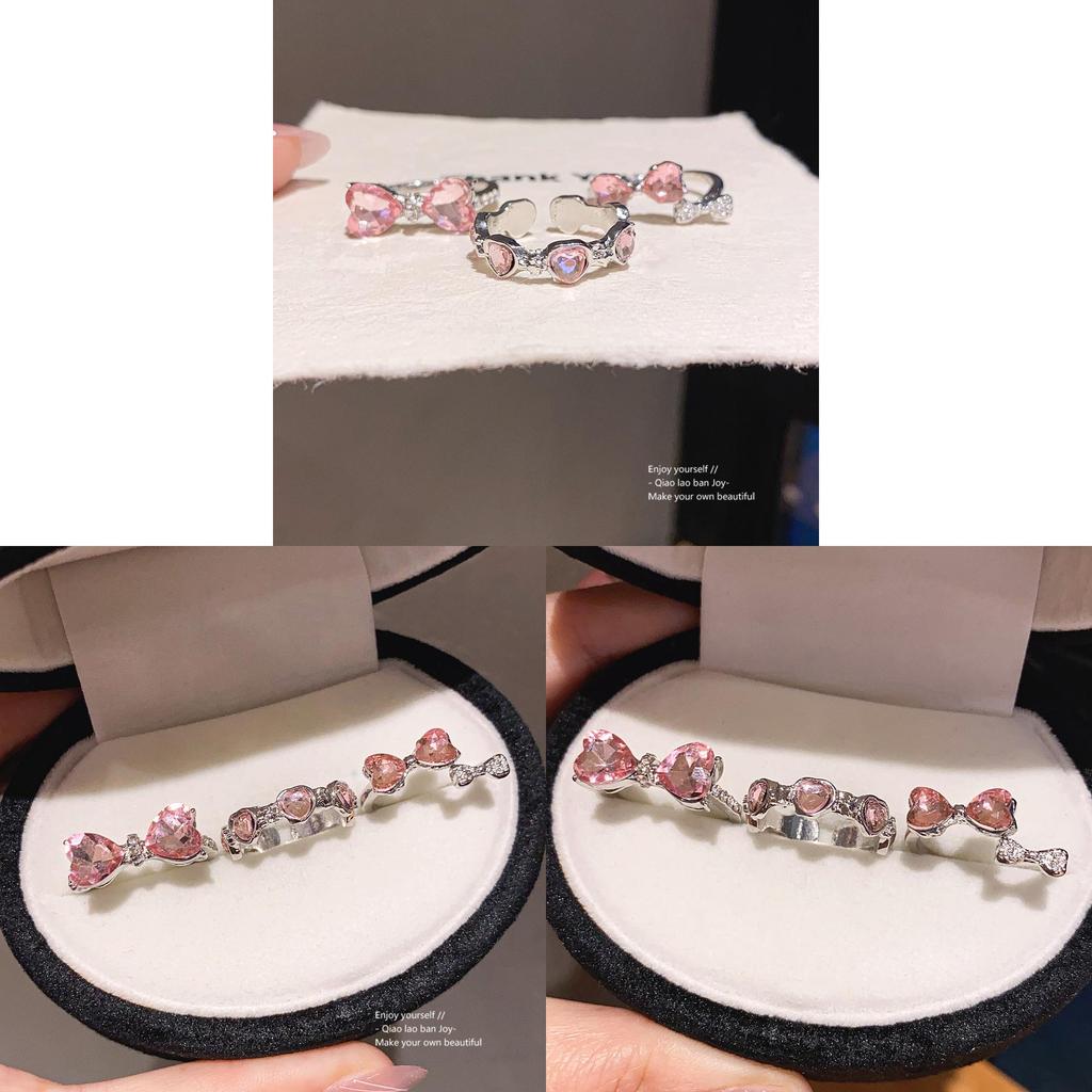 Jewelry Butterfly Bow Ring Set With Rhinestones For Women Fashion Accessories