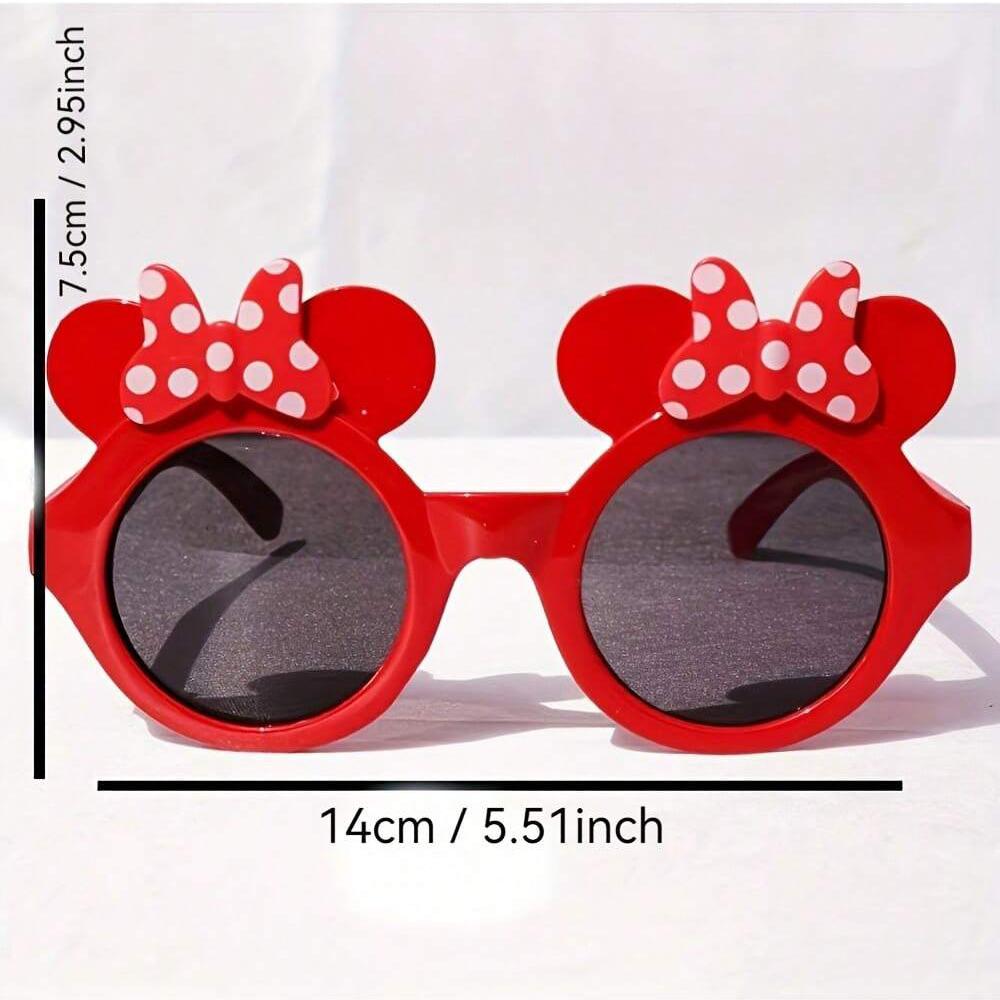 MINISO Minnie Mouse Cat Eye Fashion Glasses - Chic Fashion Party Accessories, Red and Black, Polka Dot Details, Plastic Frame