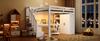 140x200 Loft Bed with Desk and Shelf, Wardrobe, Storage Stairs, USB and LED Lights, White