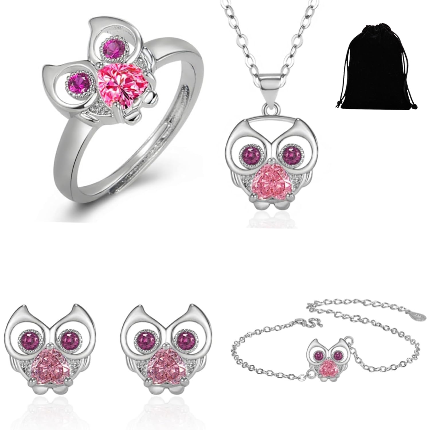 

Аксессуар 4 Модные украшения Серебро [Zoomers] Набор, Пары, Женский Сова, Милый, Простой, Милый, Набор, Аксессуары, Популярный,