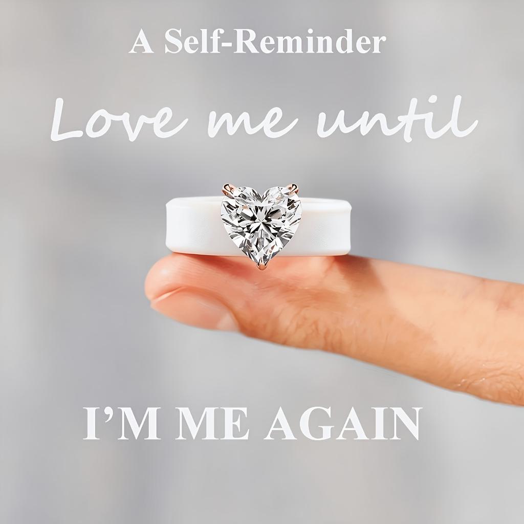 White Silicone Ring for Women 3-Prong Setting Heart CZ Hypoallergenic Soft Sports Wedding Promise Statement Ring