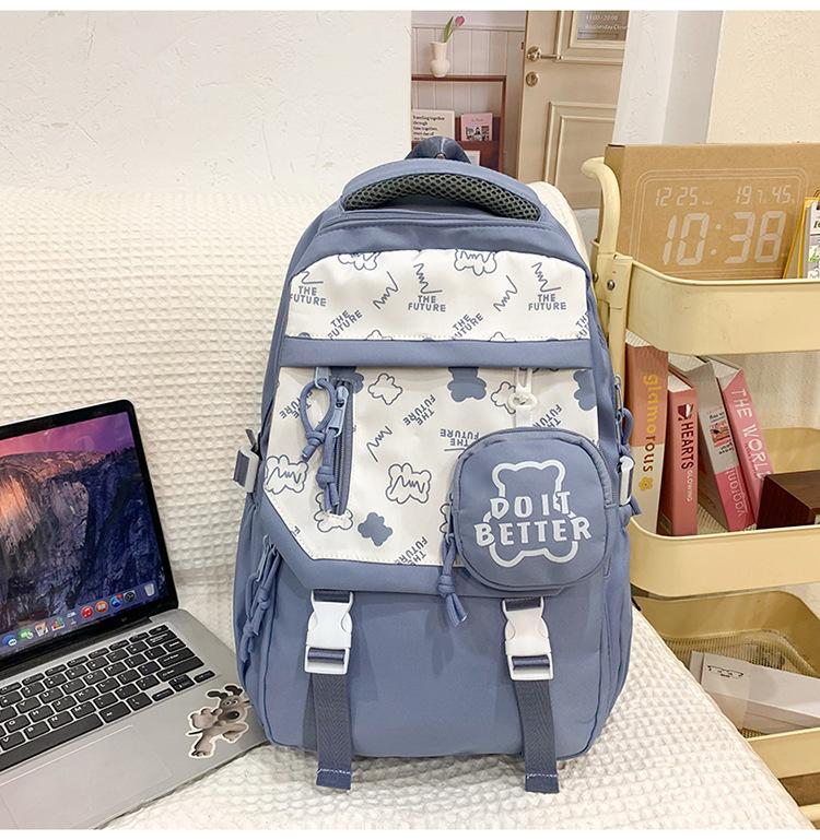 

Рюкзак высокой ценности для пары, новый универсальный, большой вместимости, для ученика средней школы, модный синий