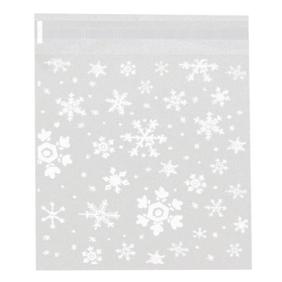 

100Pcs Cookie Bags Clear Snowflake Biscuit Candy Bags Self-adhesive Gift Bags for Home Christmas L