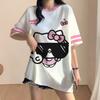 Korean style loose-fitting T-shirt, Hello Kitty soccer T-shirt, sports T-shirt, streetwear.
