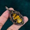 Tiger's Eye Pendant Copper Wire Wrapped Pendant Original Gemstone Pendant Handmade Pendant Designer Jewelry Gift for Him Birthstone Jewelry