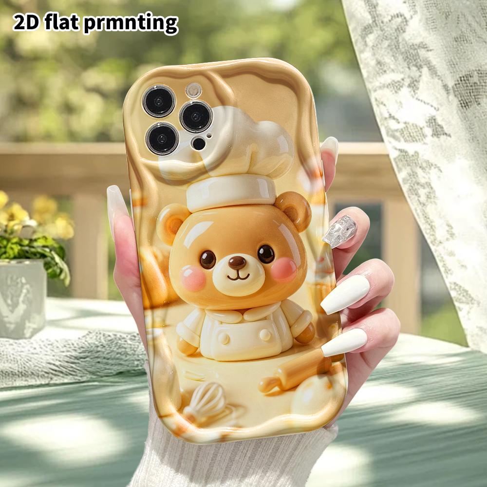 Phone Case: 2D flat design suitable for iPhone 18 17 16 15 14 13 Pro protective case, chef little bear, perfect Christmas and Halloween holiday gift