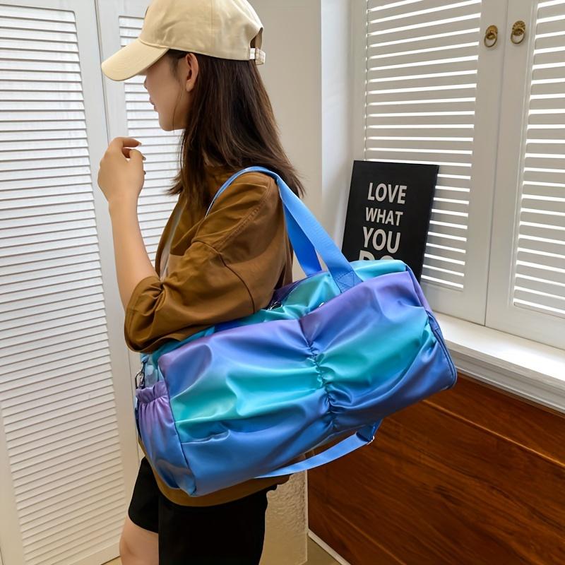 

Модная спортивная сумка для фитнеса с градиентным цветом, женская сумка для тренировок и йоги с разделением на влажную и сухую одежду, сумка для хранения на открытом воздухе и путешествий синий