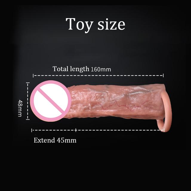 Realistic Liquid Silicone Condom Penis Extender Reusable Penis Enlargement Sleeve Cock Ring Delayed Ejaculatio Sex Tooys For Man