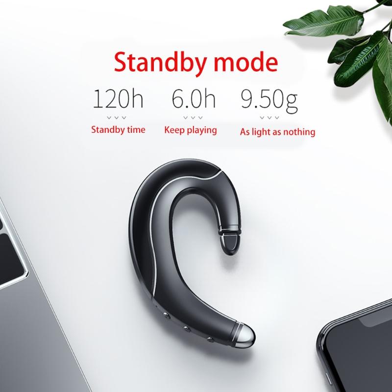 Stereo Ear Hanging Earbud Waterproof Wireless Active Noise Cancellation Earphones Mic Hifi Heavy Bass Sports Running