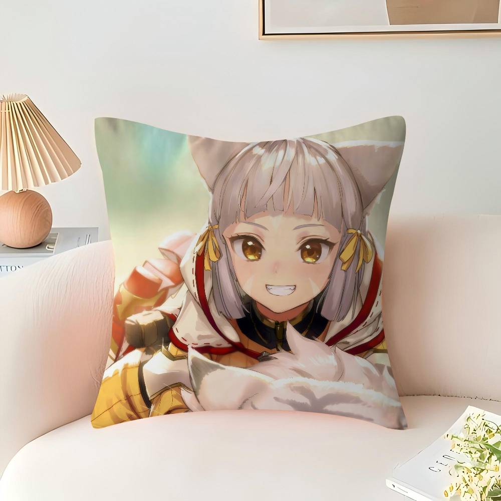 Nia Xenoblade Anime Pillow Covers Cartoon Sofa Decorative Home Double-sided Printing Short Plush Cute Cushion Cover