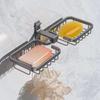 Aluminum Wall-mounted Soap Dish Punch-Free Self Adhesive Bathroom Soap Box Strong Load-bearing Rust-proof Soap Drain Box Kitchen
