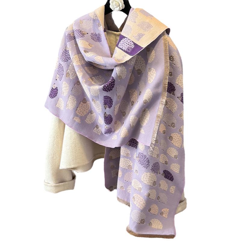 Fashion versatile contrasting colors double-sided imitation cashmere scarf winter high-end warm shawl women