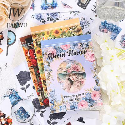 Vintage Character Flower Material Collage PET Sticker Book Creative DIY Journal Stationery Stickers