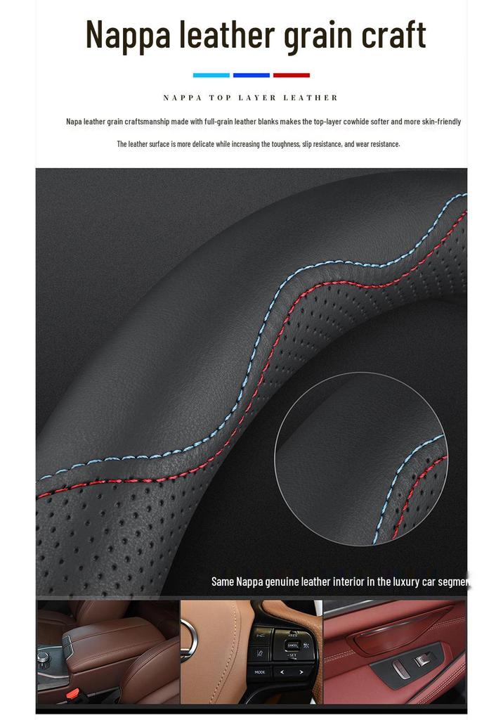 Luxgen Universal Genuine Leather Steering Wheel Cover for You6, U5MPV, Da7, Rui3, Na5, U6U - Four Seasons Grip