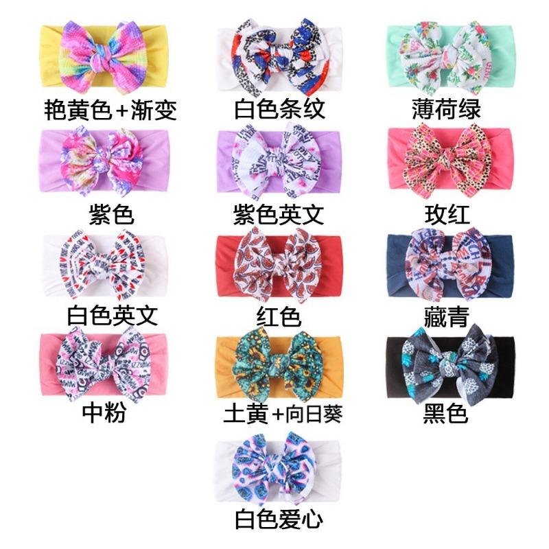 

New baby double-layer printed bow headscarf, soft baby nylon headband, comfortable baby hair accessories