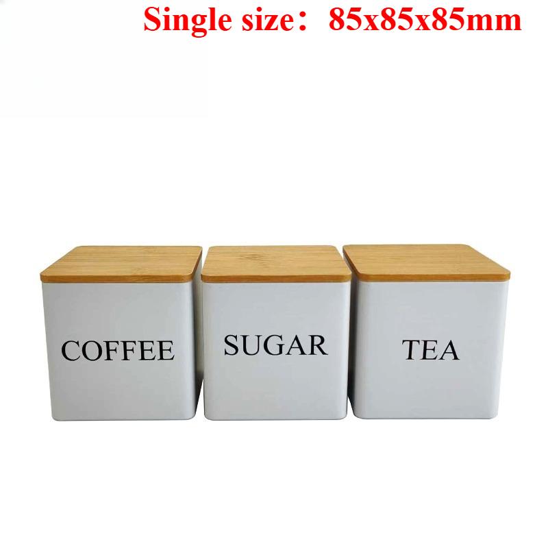 3-Piece Coffee Tea Sugar Storage Canister Set with Tray Kitchen Food Organizer Jars for Coffee Beans Tea Leaves Sugar Kitchen