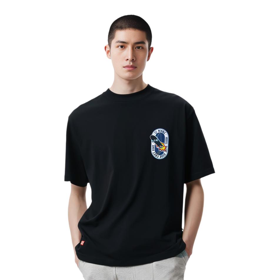 Men's Li-Ning T-Shirts Unisex Black Crew Neck Moderate Straight Fit