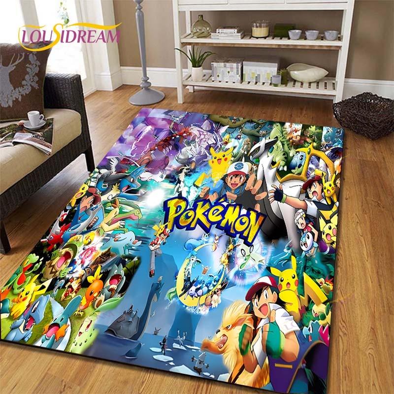 Pikachu Anime Pokemon Carpet Kids Carpets Living Room Tea Table Mats Bedroom Rug Washable Floor Mats Household Area Mat Dinosaur Rug