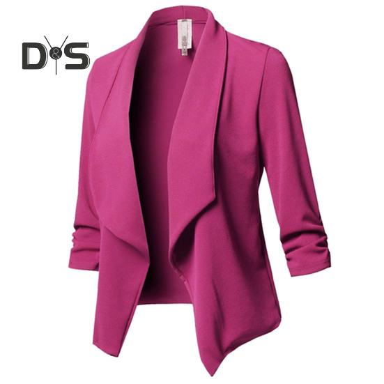 Dámské Business Blazer Cardigan s otevřeným stehem Tříčtvrteční rukávy Rovná klopa Jednobarevné Formální styl OL Styl OL Volný Dámský Business kabát