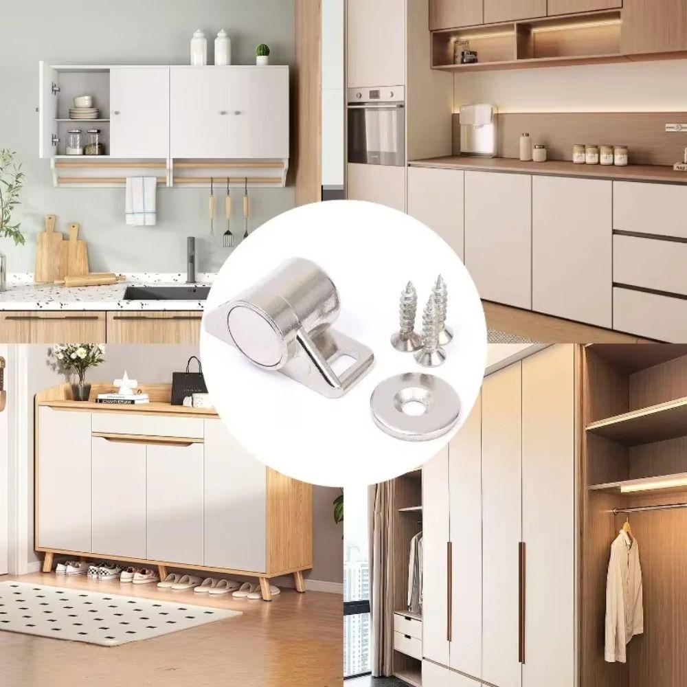Strong Magnetic Magnetic Catches Zinc Alloy Suction Handle Cabinet Door Catch Hardware Cassette Magnetic Drill-free Buckle