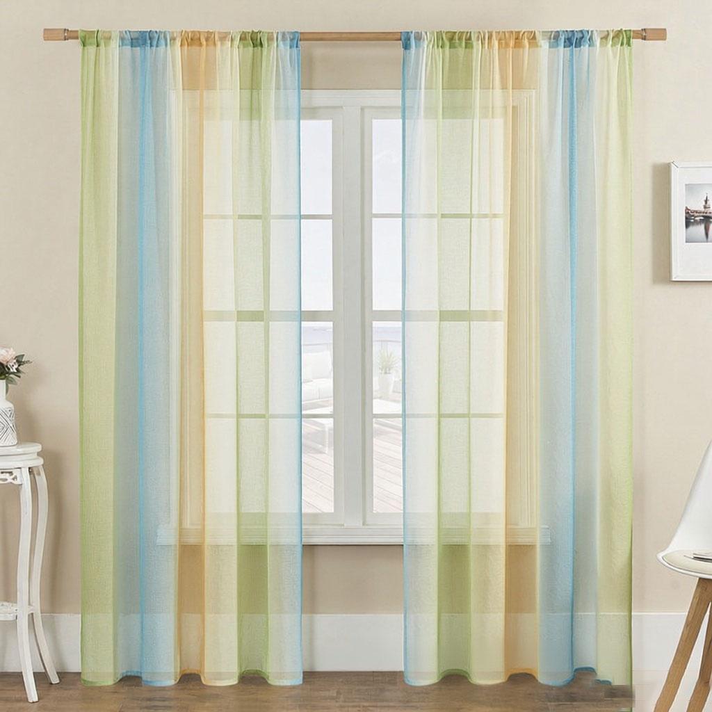 Rainbow Sheer Curtains - Light Filtering Voile Scarf for Balcony, Bay Window, Living Room, Room Divider & Privacy
