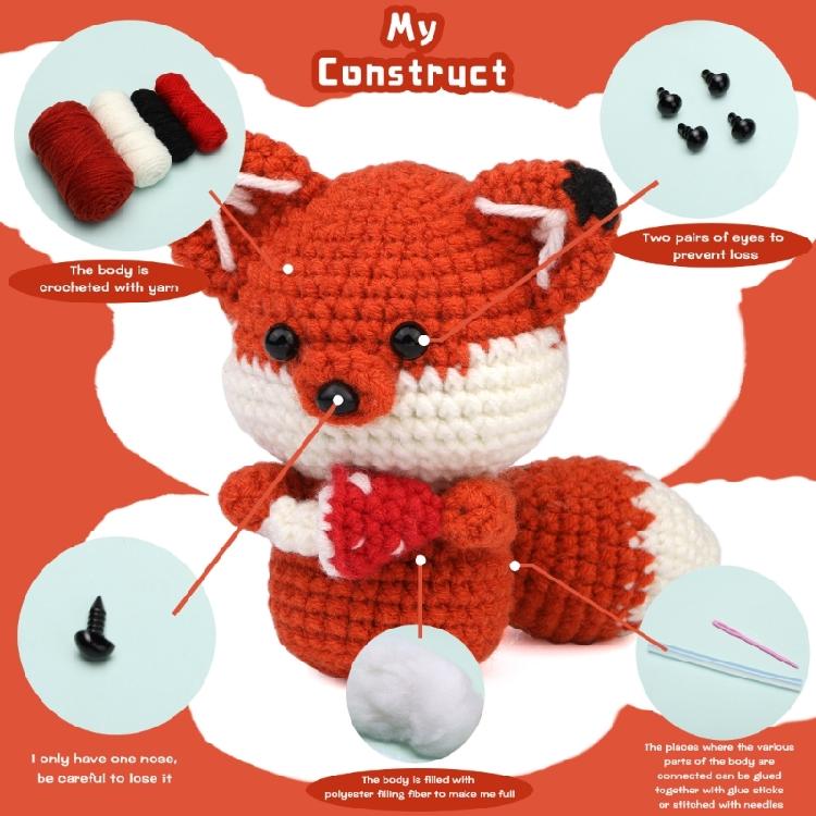 Cute Animal Kits Starter Pack, Crochet Animal Accessories Kits, DIY Crochet Kits