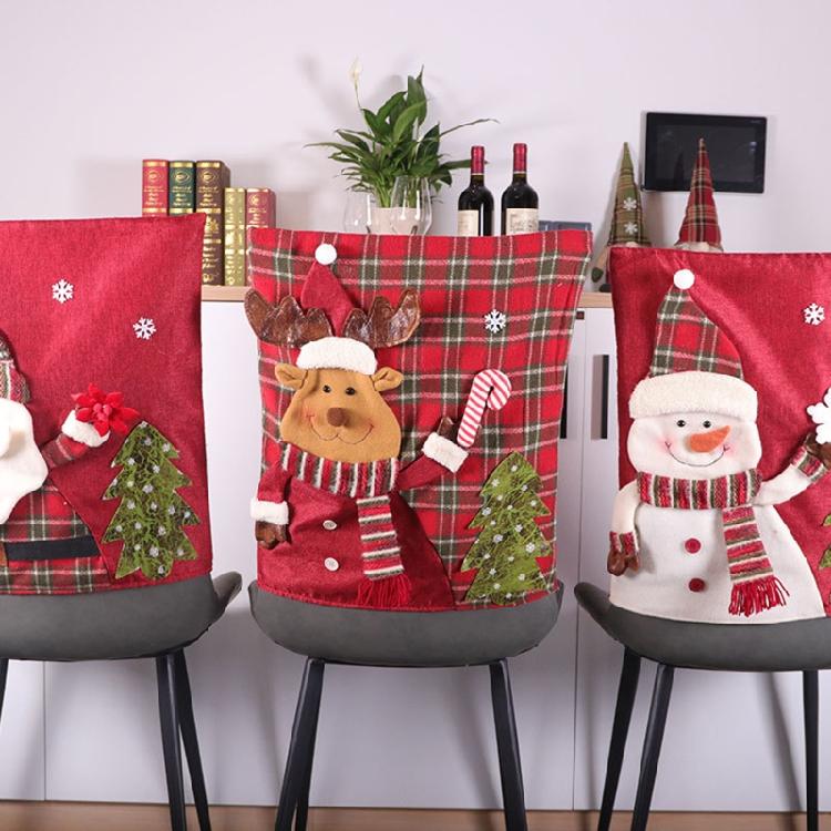 Xmas Reindeer Chair Slipcover Protector for Kitchen Hotel Holiday Party Decor