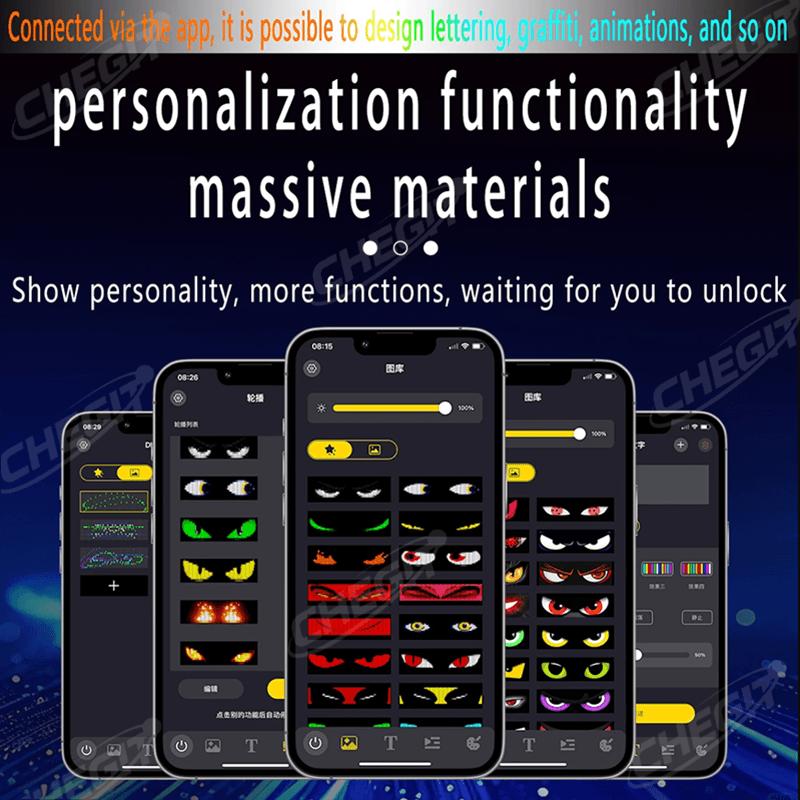 APP Truck Car Devil Eye LED Pixel Panel Light 2M LargeRemote Music Control Custom Text Lighting Scrolling For Board Windshield