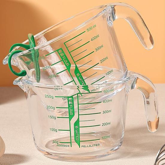 Glass Measuring Cup 500/1000ml Heat-Resistant Measuring Jug with Spout & Markings Kitchen Measuring Tools