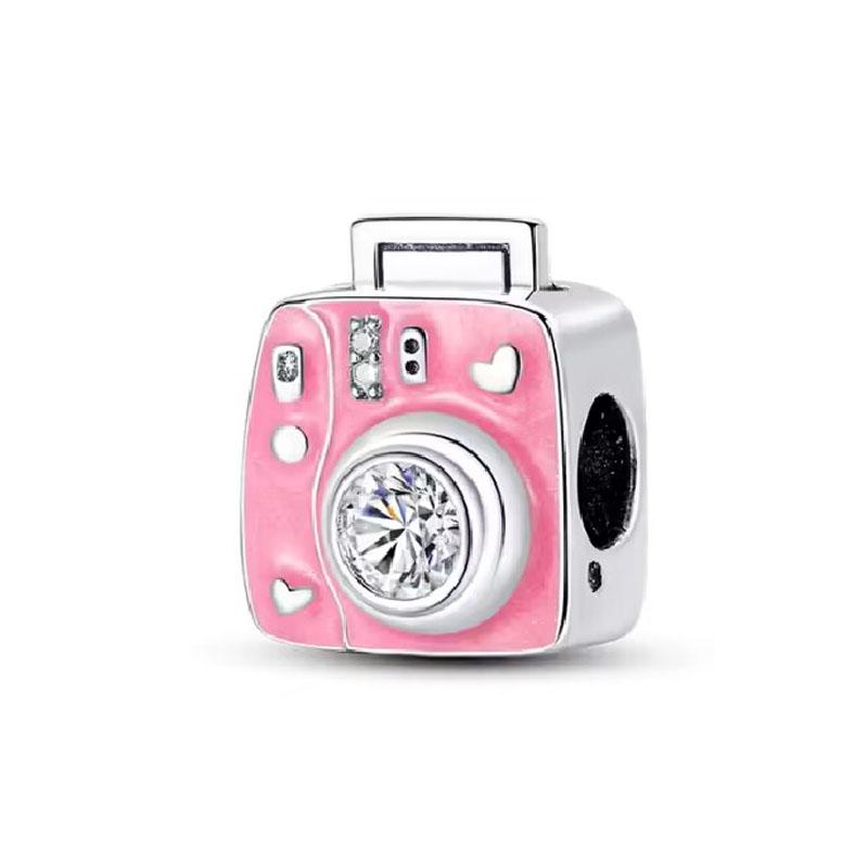 Fit Original Charms Bracelet 925 Silver Plated Pendant Pink Series Heart Flower Spring Butterfly Bead Women DIY Jewelry Making