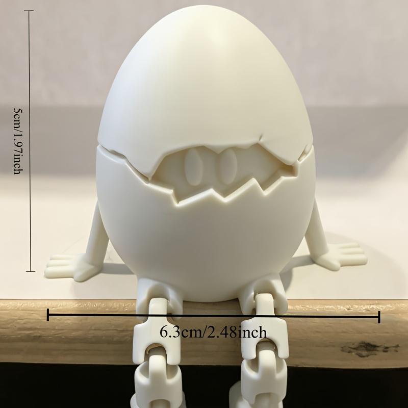 Cracked Egg Ornament With Movable Joints, Two Curious Eyes Peeking Out, Easter Decor for Living Room, Bookcase, Display Cabinet,