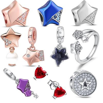 Hot Sale 100% S925 Silver Shiny Stars Forever Love Pendant Classics Beads Fit Original  Charms Bracelet Europe DIY Jewelry