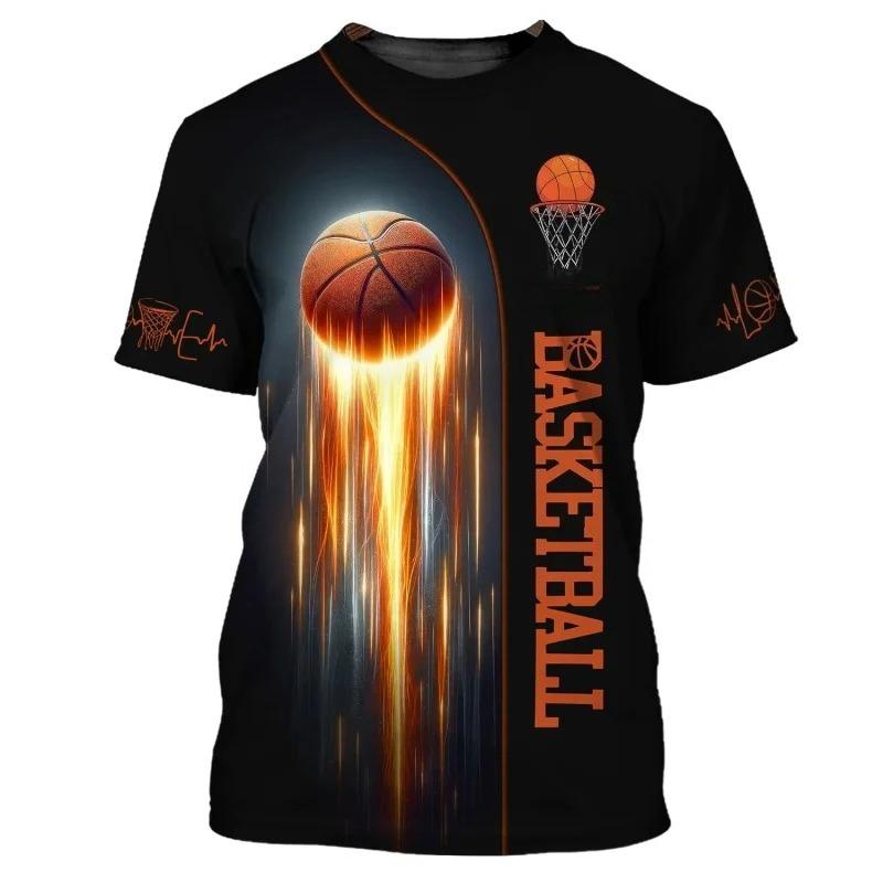 Basketball 3D Printed Loose Sports Leisure Large Size Short Sleeved T-shirt Men Fashionable Comfortable Soft Breathable T-shirt