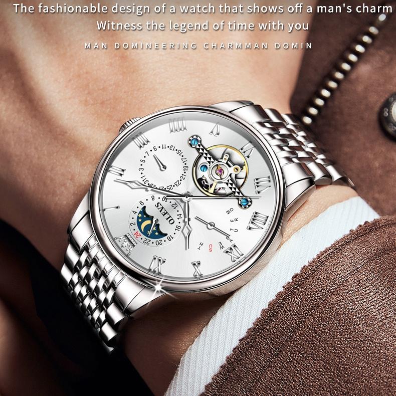 OLEVS Brand New Multi-functional Automatic Mechanical Watch Business Hollow Waterproof Men's Watch