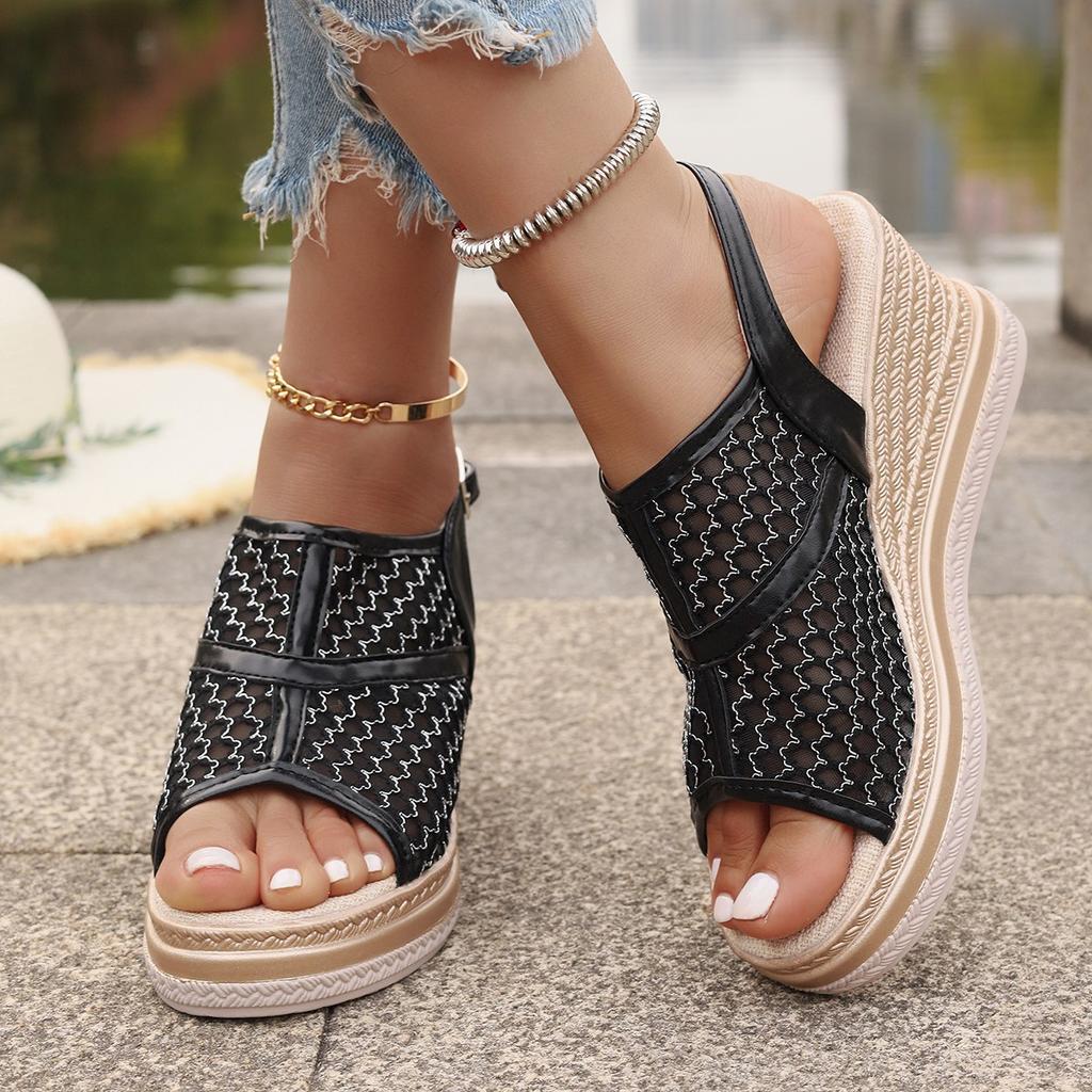 New Summer Fashion Sandals Wedge-heeled Waterproof Platform Thick-soled Roman Platform-soled Sandals Large Size Women's Shoes