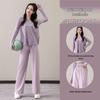 Women's Summer Casual Sportswear Set: 2024 Loose Long Sleeve Yoga Top with Sun Protection and Ice Silk Straight-Leg Pants