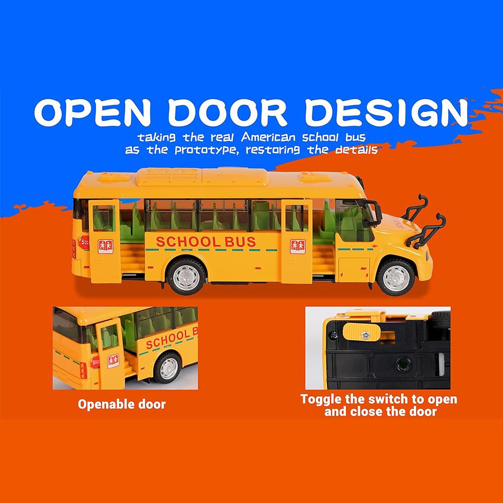 1/32 Model School Bus, Casting Alloy Openable Door Toy Car with Lights Sounds Fuel System Parts for Boy Girl Combustion Engines Parts
