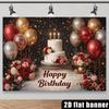 2D Flat Red Gold Birthday Backdrop Cake & Rose Background for Women Party Photoshoot