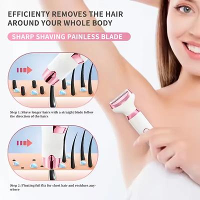 2026 New 4 In 1 Electric Razor for Women Body Hair Trimmer Armpit Bikini Arm Leg Face Mustache Portable Painless Shaver