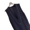 Nordic-Inspired Minimalist Acetate V-Neck Sleeveless Dress