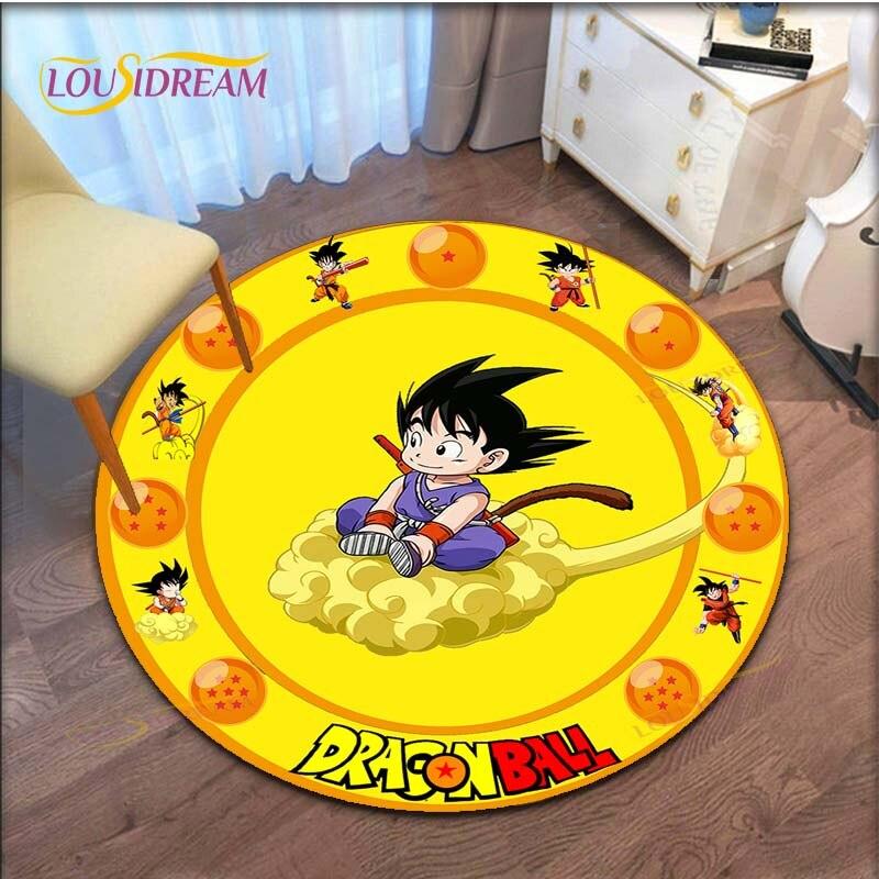 GOKU Carpet Cartoon Dragon Ball Non-slip Floormat Area Rug Round Play Mat for Playroom Kidsroom  Rugs for Bedroom
