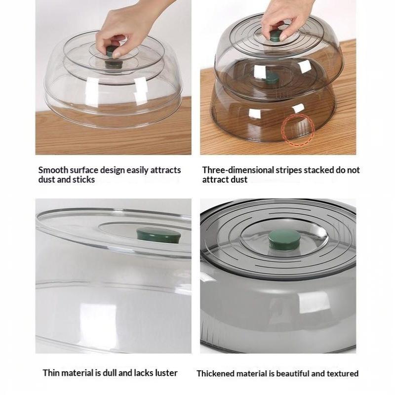 Kitchen Dust Proof Food Cover Stackable Heat Preservation Reusable Transparent Lid for Family Gathering Party