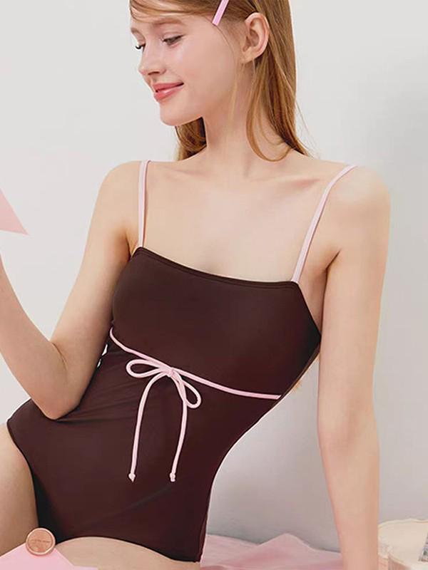 Women's Sexy Solid Color Slimming Strappy One-Piece Swimsuit