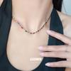 Cold Wind Color Zircon High-End Full Diamond Simple Necklace Women'S Collarbone Chain Trend Light Luxury Jewelry Neck Chain