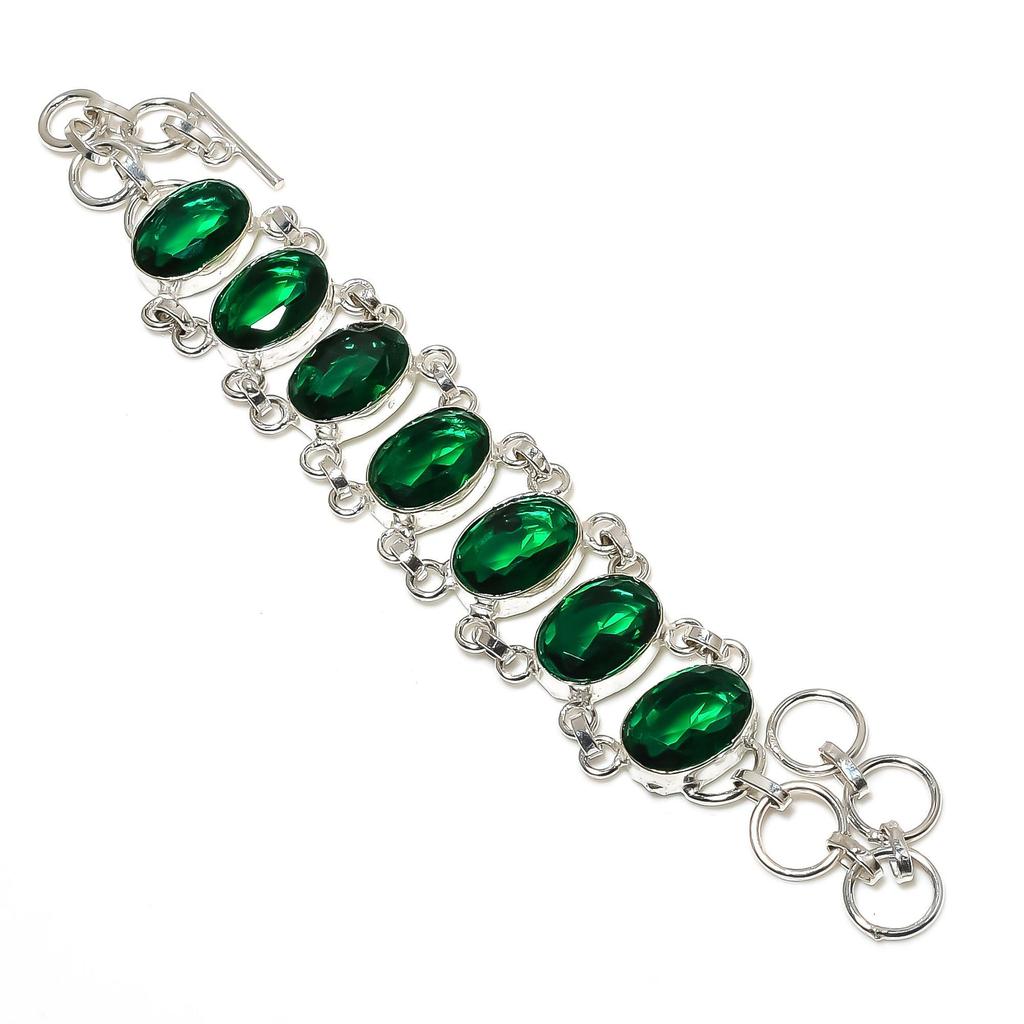 Fantastisk grön turmalin ädelsten handgjort 925 sterlingsilver armband, grönt turmalinarmband till fru, unisexarmband, påskgåva