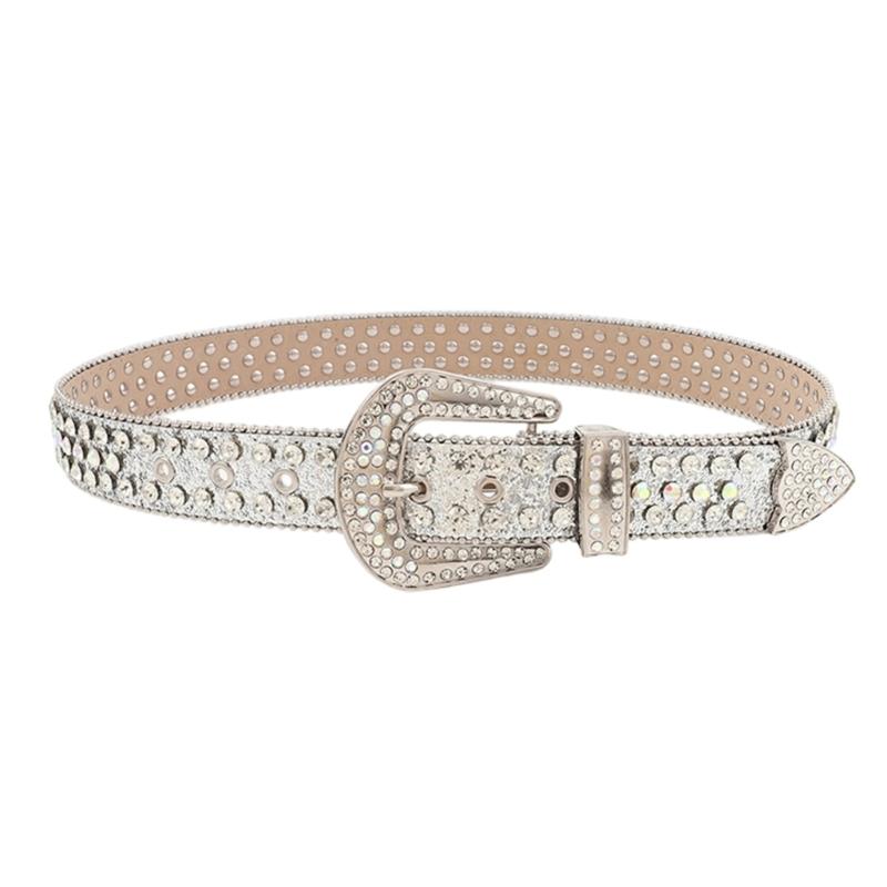 

Elegant Rhinestones Belt For Women PU Leather Waistband With Adjustable Length And Sparkling Design With buckle 112