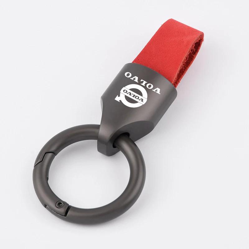 crbuk5 Luxury Leather Metal Key Chain Fashion Keychain Key Ring For Volvo XC90 V90 V60 XC60 V40 S80 S60 S90 C40 XC40 V70 XC70 C30 C70