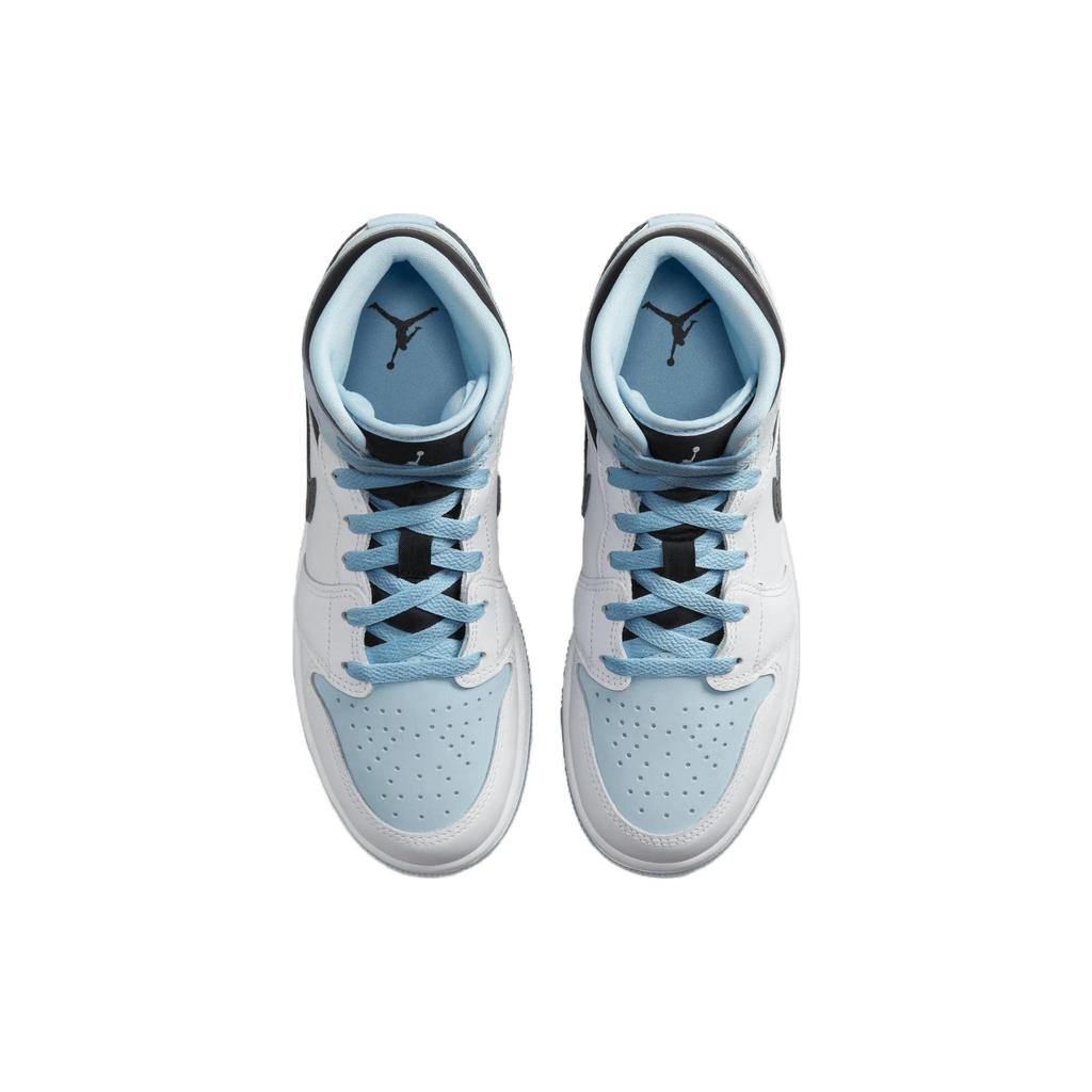 Air Jordan 1 Mid SE Grade School 'White Ice Blue' (Unisex) White / Ice Blue / Black Kids' Basketball Shoes DV1337 104