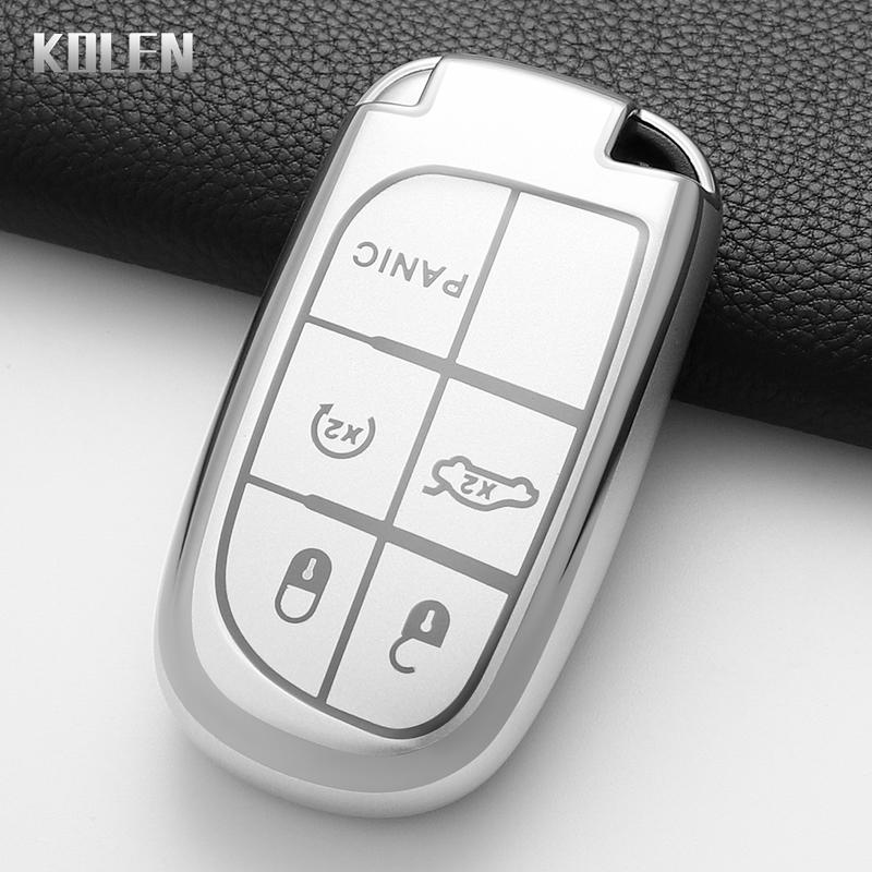 Tpu Car Remote Key Case Cover Shell For Jeep Grand Cherokee Compass Dodge Charger Chrysler Key Protection Accessories Keychain