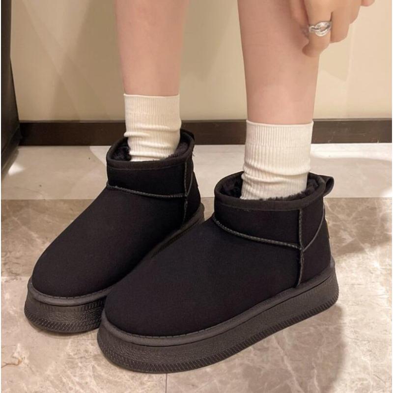 

2026 Luxury Thick Plush Platform Snow Boots Women Winter Keep Warm Fur Cotton Padded Shoes Woman Faux Suede Slip-On Ankle Botas 36 чорний